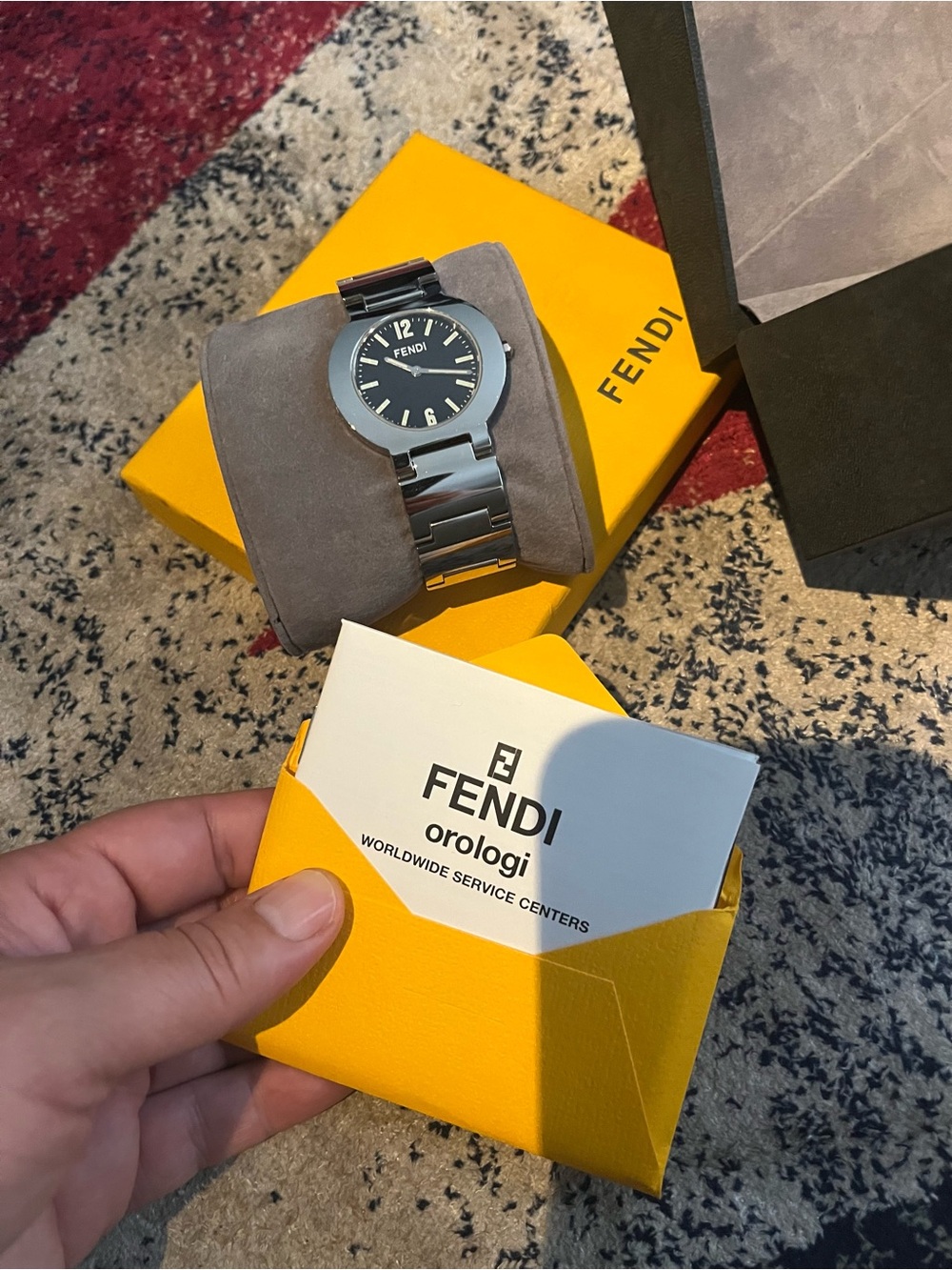 Fendi Silver Stainless Steel Bracelet Watch with Black Dial